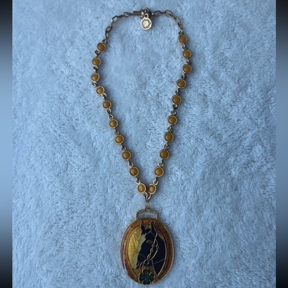 Elegant Gold and Black Horse Pendant Necklace - Picture 2 of 7